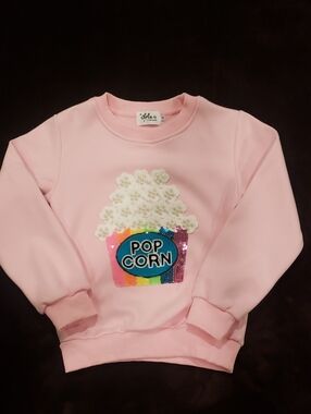 Lola Ans The Boys Girls Pink Popcorn Sequin Sweatshirt -